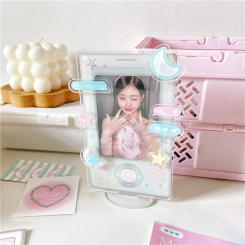 INS Kpop Photocard Holder 3 inch Acrylic Photo Frame Idol Photo Display Stand Photo Unique Design Card Protective Case 포토카드 액자