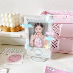 INS Kpop Photocard Holder 3 inch Acrylic Photo Frame Idol Photo Display Stand Photo Unique Design Card Protective Case 포토카드 액자