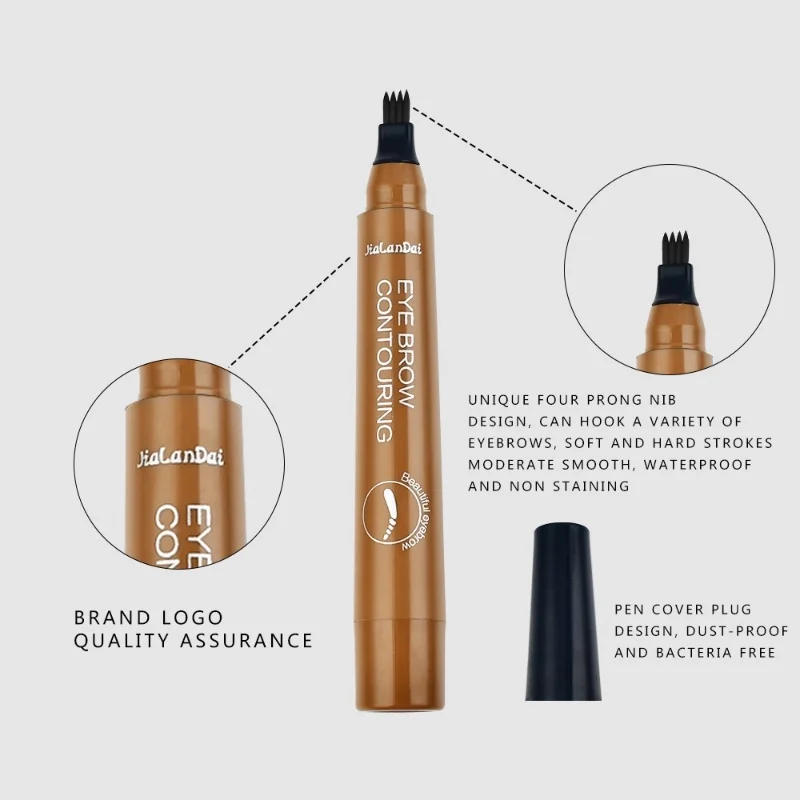 Description Picture 5 of item4 Splitted Head Eyebrow Pencil Long Last  Smudge Proof Waterproof Sweat Proof High Pigmented Easy Applying Liquid Eyebrow Pencil