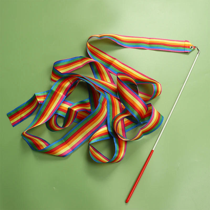 Description Picture 6 of item2/4M Professional Colorful Gym Ribbons Dance Ribbon Rhythmic Art Gymnastic Ballet Streamer Twirling Rod Stick For Gym Training