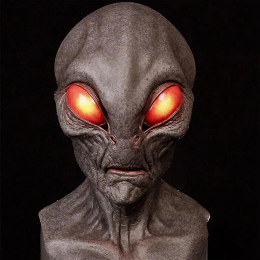 Description Picture 6 of itemLatex Halloween Alien Mask Horrible Big Eyes UFO Full Face Scary Horror Alien Head Adult Masks Monster Party Cosplay Props