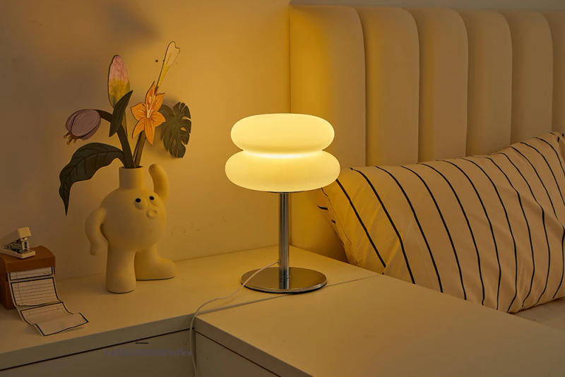 Description Picture 6 of itemmushroom table lamp Nordic French cream table lamp USB plug 9-level dimming bedroom bedside lamp