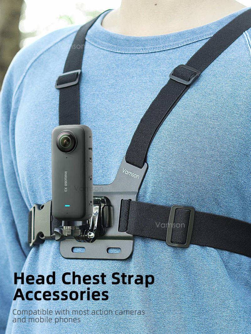 Description Picture 2 of itemVamson Chest Belt Head Strap Mount for Insta360 X3 One X2 Action Camera Mount for GoPro Hero 11 10 9 8 7 6 DJI Osmo Accessories