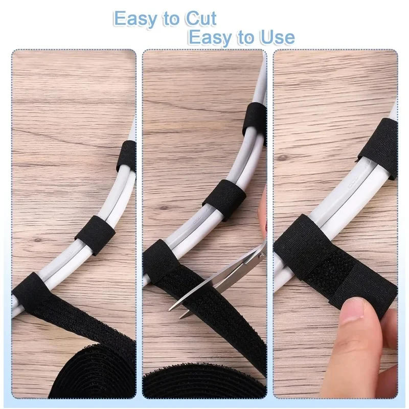 Description Picture 6 of itemReusable Fastening Cable Ties Nylon Hook Loop Adjustable Self-Adhesive Securing Strap Tape with Buckle Cable Cord Management