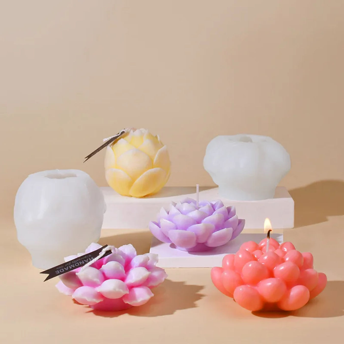 Description Picture 3 of itemSucculent Lotus Silicone Candle Molds 3D Relief Flower Soap Gypsum Crafts Resin Mold DIY Chocolate Dessert Cake Baking Tools
