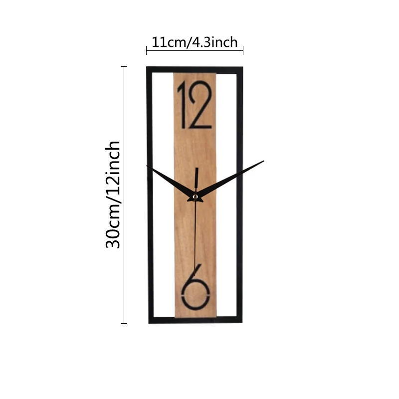Description Picture 4 of itemRectangular wood grain wall clock for quiet decoration in homes and offices used in living rooms bedrooms and dining rooms