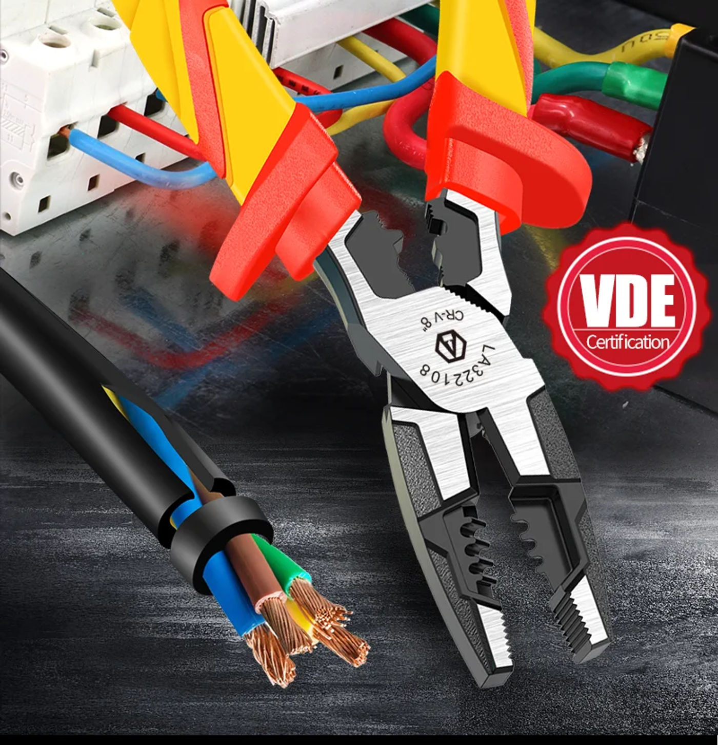 Description Picture 3 of itemLAOA Insulated Pliers Set Needle Nose Wire Cutters Crimping Cable Shearing Withstand Voltage 1000V