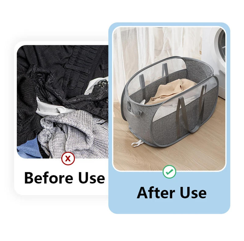 Description Picture 5 of itemFoldable Laundry Basket Large Dirty Clothes Storage Baskets with Carry Handles Bathroom Dirty Laundry Basket Organizers