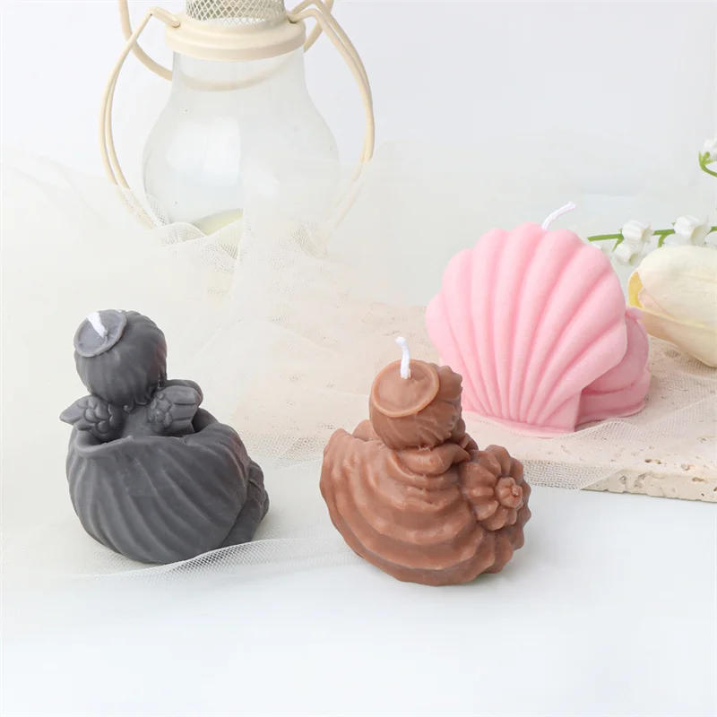 Description Picture 3 of itemNew Shell Angel Scented Candle Silicone Mold Winged Angel Cake Chocolate Ornament Mold Handmade Resin Soap Making Supplies Mould