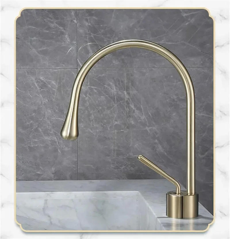 Description Picture 4 of item/Brushed Gold Bathroom Faucet  Basin Hot Cold Black Sink Brass Kitchen Swivel Sink Water Crane