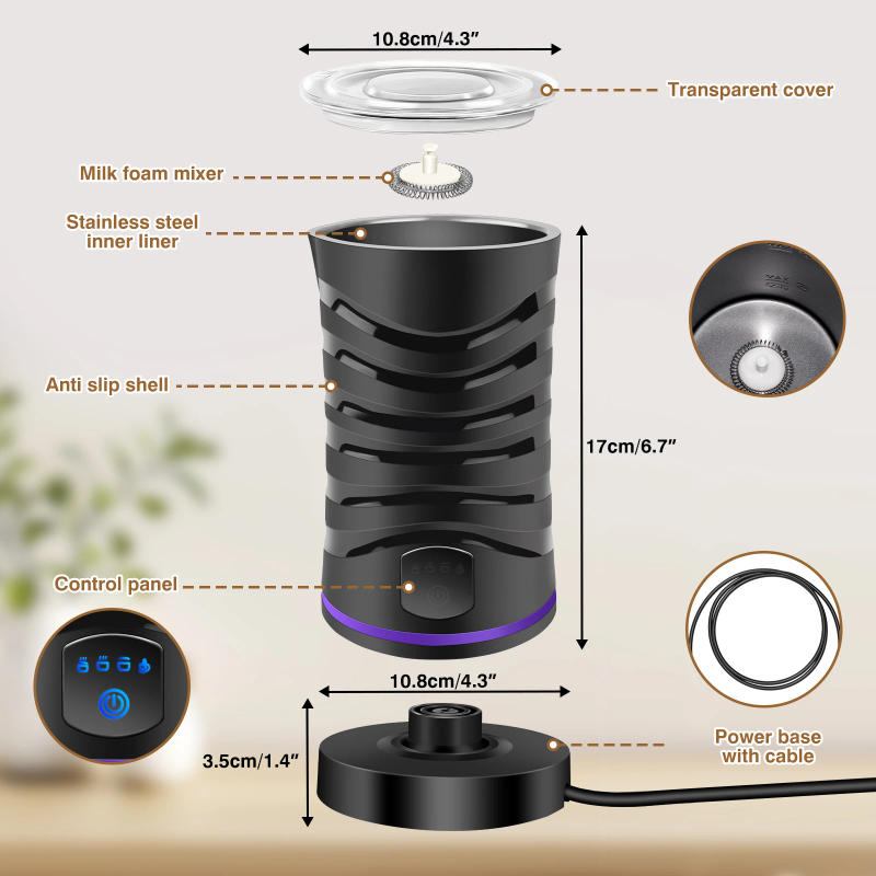 Description Picture 2 of item4 in 1 Electric Milk Frother Milk Foam Machine For Coffee Cappuccino Latte Hot and Cold Foam Maker Automatic Milk Frother Foamer