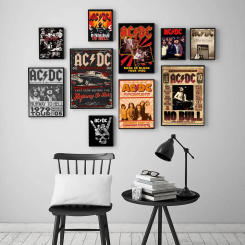 AC DC Band Movie Sticky Posters Fancy Wall Sticker for Living Room Bar Decoration Vintage Decorative Painting