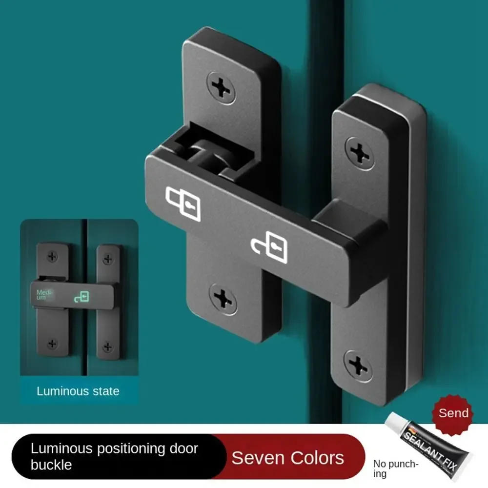 Description Picture 2 of item180° Luminous latch Indoor metal door buckle Bathroom Door lock Sliding door lock Wooden d oor Burglar barn d oor buckle