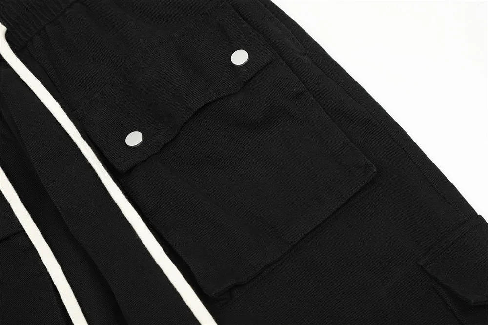 Description Picture 6 of itemHip Hop Cargo Pants Mens Streetwear Multi Pockets Overalls Straight Baggy Trousers Harajuku Fashion Casual Pants Black