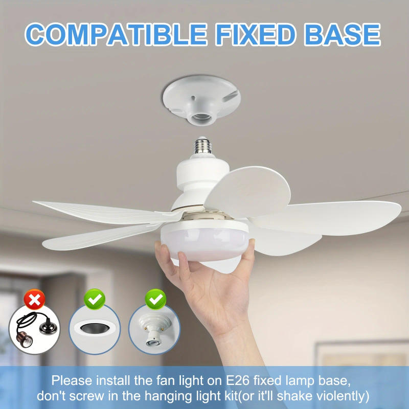 Description Picture 4 of item20.5" Screw Ceiling Fan with Light and Remote, 40W Socket Fan Light, E27 Electric Fan with LED for Kitchen, Bathroom, Bedroom