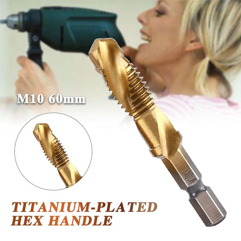 Description Picture 5 of itemTap Drill Bit Set Hex Shank Titanium Plated HSS-Screw Thread Bit Screw Machine Compound-Tap for Metal Steel Wood Plastic