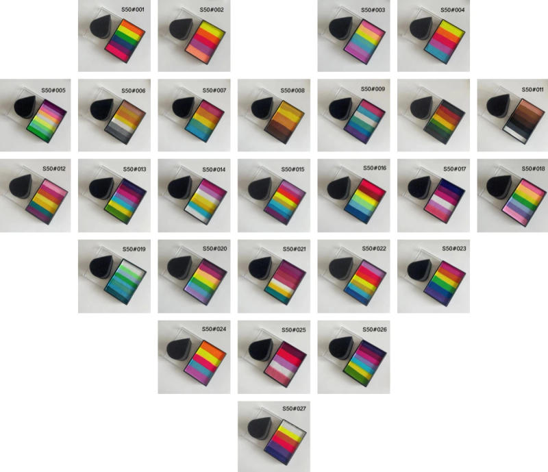 Description Picture 2 of itemWholesale 50g Rainbow Split Cake Pastel Water Activated Eyeliner Face Painting Body Art Paint Holiday Make Up (free sponge)