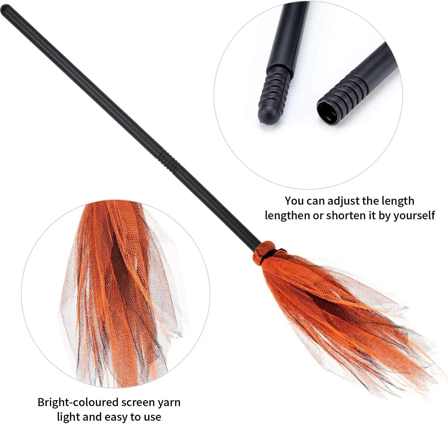 Description Picture 5 of itemHalloween Witch Costume Accessory Set Wizard Flying Broom Witch Hat Broom Party Decor Masquerade Cosplay Costume Supplies