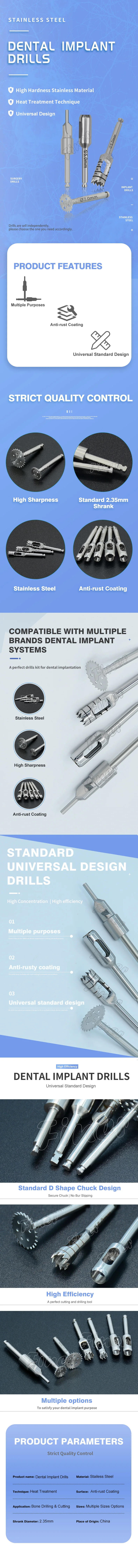 Description Picture 2 of itemHeat Treatment Technique den tal im plant drill surgery drill for den tal im plantation