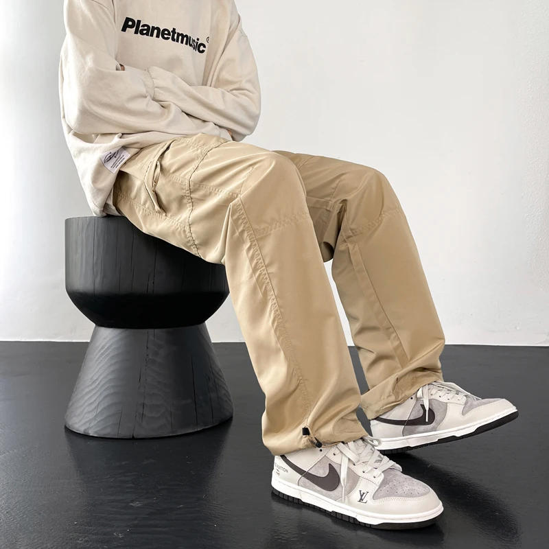 Description Picture 6 of itemSpring New Windproof and Waterproof Fabric Rush Pants Mountaineering Straight Leg Casual Fashion Loose Men's