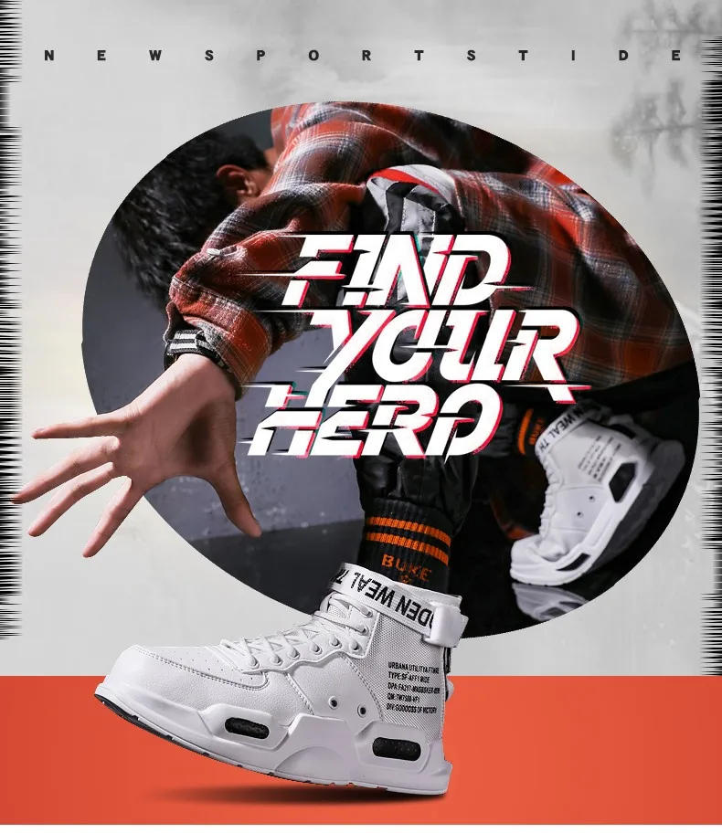 Description Picture 3 of itemBrand Mens Casual Sneakers High-tops Sneakers Trendy Boys Basketball Sports Tennis Shoes Outdoor Off-road Shoes Couple Sneakers