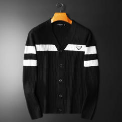 Minglu Autumn Winter Striped Cardigan Men's Sweaters Luxury Business Casual Single Breasted Computer Knitted Man Coats 4XL