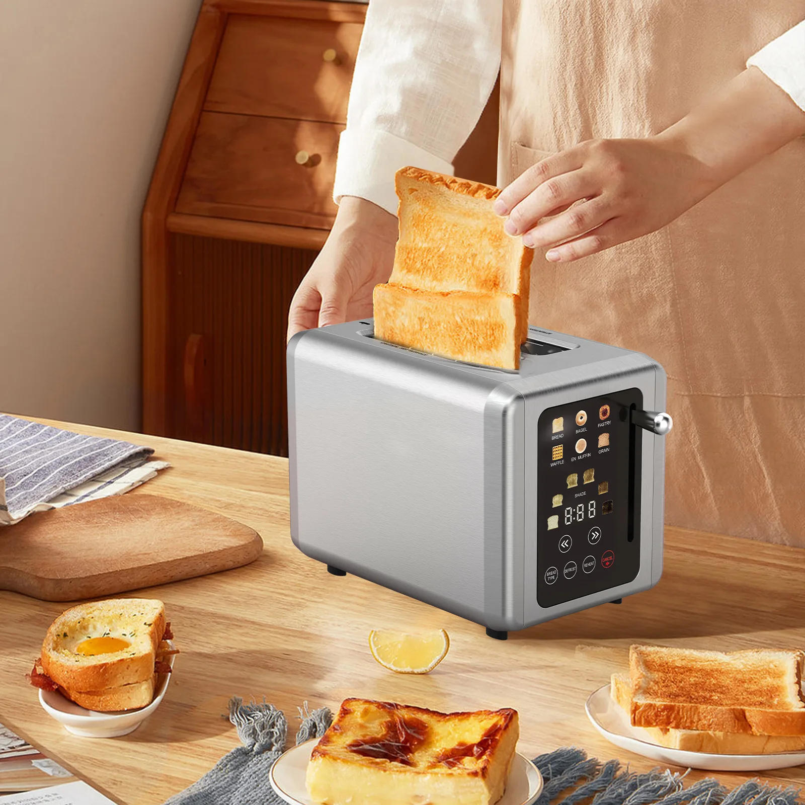 Description Picture 5 of item6-In-1 Smart Touch Screen, Breakfast Maker, Multifunction, Sandwich Maker, Toast, Waffles