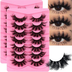 14Pairs/2Pack Fluffy Mink Lashes Eyelashes Thick Long Faux Mink Eyelashes Long Lasting Dramatic Volume lashes Extension
