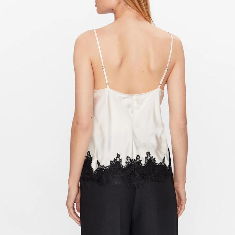 Description Picture 5 of itemTWOTWINSTYLE Solid Slimming Sexy Vest for Women V Neck Sleeveless Patchwork Lace Temperament Tops Female Fashion Clothing New