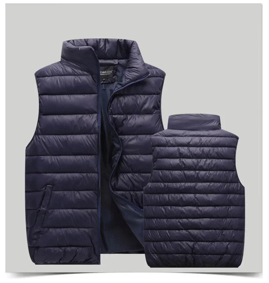 Description Picture 5 of itemMen's Sleeveless Jacket Casual Autumn Winter Vest Lightweight Warm Thicken Padded Coat Outdoor Waistcoat Work Wear Male Clothes