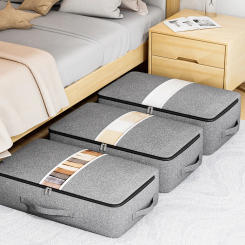 1PC gray clothing storage bag, bed bottom storage bag, quilt storage bag, large capacity organizing bag, with window storage bag