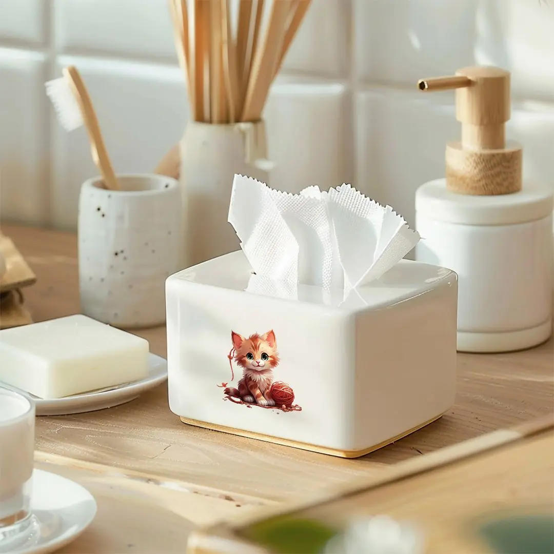 Description Picture 6 of item8pcs Kawaii Cat Knitting Yarn Ball UV DTF Stickers, Waterproof Sticker Pack for Decorating Mugs, DIY Supplies，Home Decoration