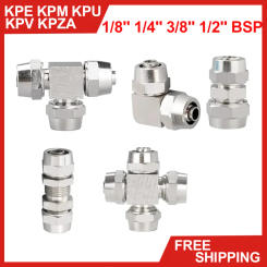 10Pcs KPE KPM KPU KPV KPZA Copper Plated Nickel Pneumatic Air Connector for Hose Tube OD 4 6 8 10 12 14 16MM Joint Connection