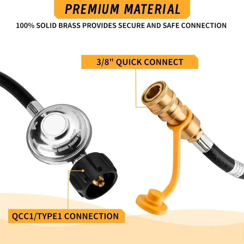 Description Picture 6 of itemQuick 1/4 Ball Fitting 12ft Hose Accessories Propane Hose Adapter Quick Fittings for Indoor Outdoor 918D