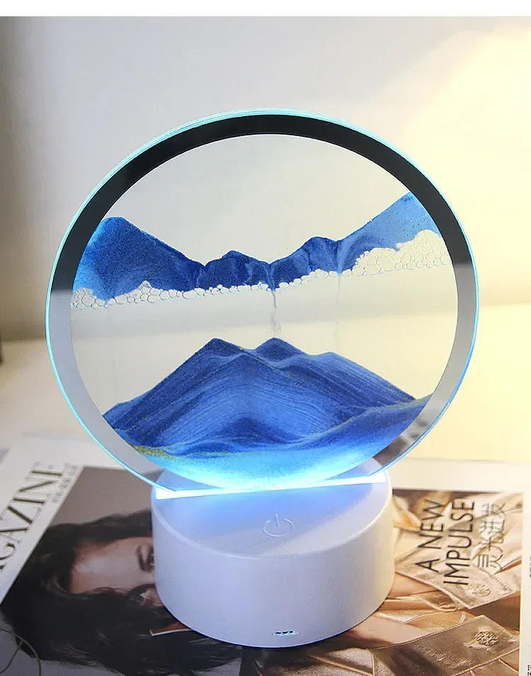 Description Picture 6 of itemSandscape Moving Sand Art LED Table Lamp with 7 Color USB Quicksand Night Light 3D Hourglass Bedside Lamp Office Home Decor Gift