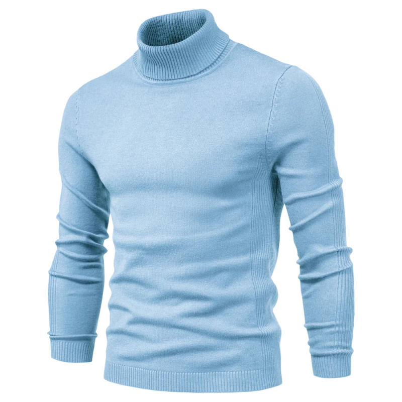 Description Picture 3 of item2021 New Winter Turtleneck Casual Solid Color Warm Pullover Quality Slim High Neck Long Sleeve Sweater Men