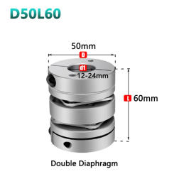 1pc Flexible Shaft Coupler D50L60 Aluminum Double Diaphragm Coupling Elastic Connector Ball Screw Step Servo Motor Encoder