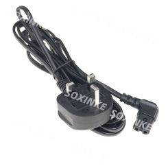 UK British 3-prong to Figure 8 C7 Right Angled Singapore Malaysia AC Power Cord Cable Lead for TV Printers Cameras PS4 PS3 3M