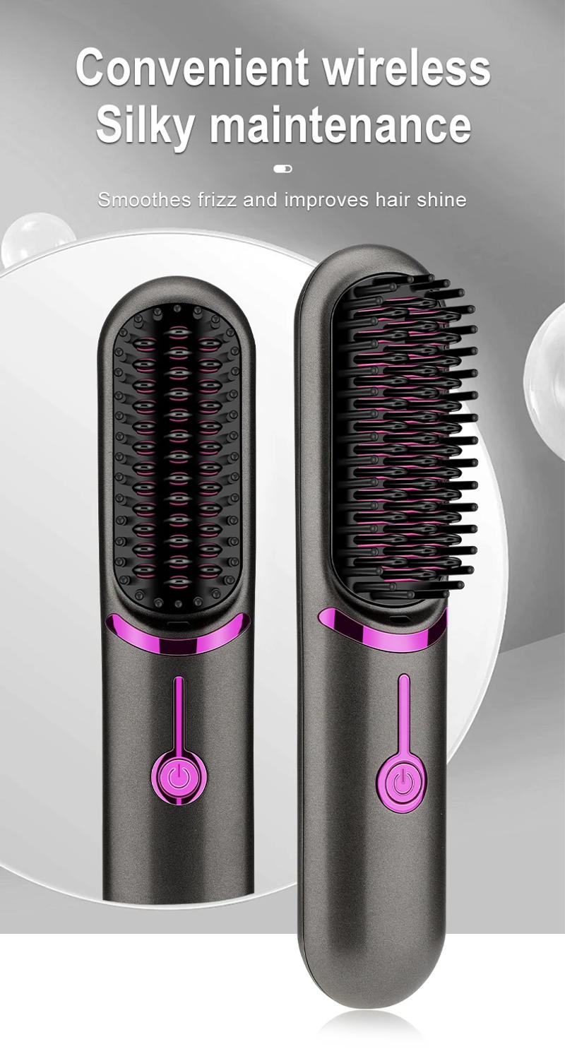 Description Picture 3 of itemWireless Hair Straightening Comb PTC Ceramic Fast Heating Portable Straightening Irons 3 Gears Electric Hair Brush Negative Ion