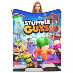 Stumble Guys Character Merchandise Blanket Velvet Bed Funny Games Throw Blanket Comfortable Soft for Outdoor Quilt