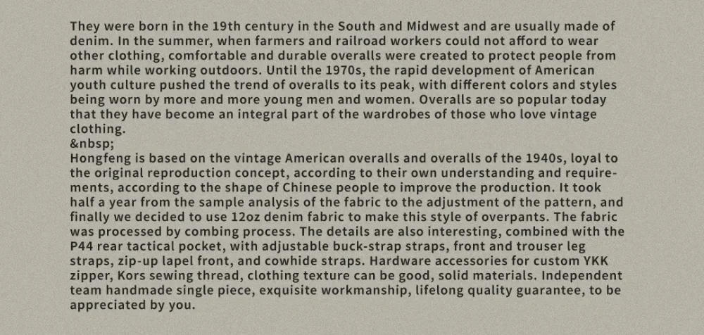 Description Picture 3 of itemRed Tornado Naval Dungaree Army Vintage Style 12oz Denim Men Overalls Loose Fit