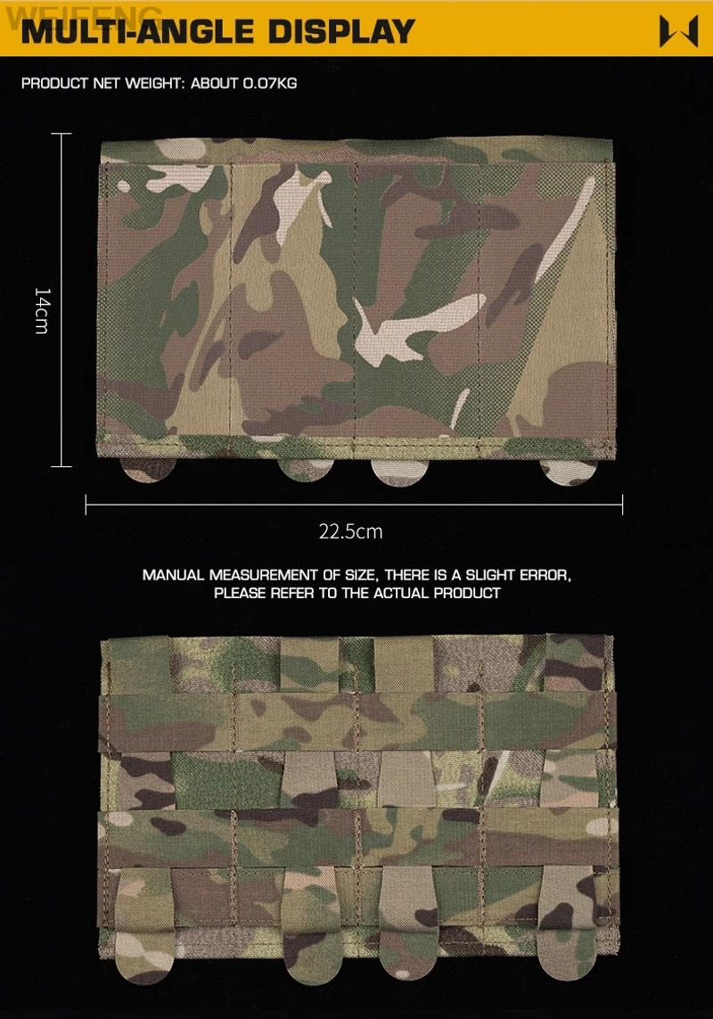 Description Picture 4 of itemTactical Molle Magazine Pouch for Submachine Gun Rifle MP5 MP7 Mag Holder Flashlight Pouch Elastic Bag Hunting Accessories