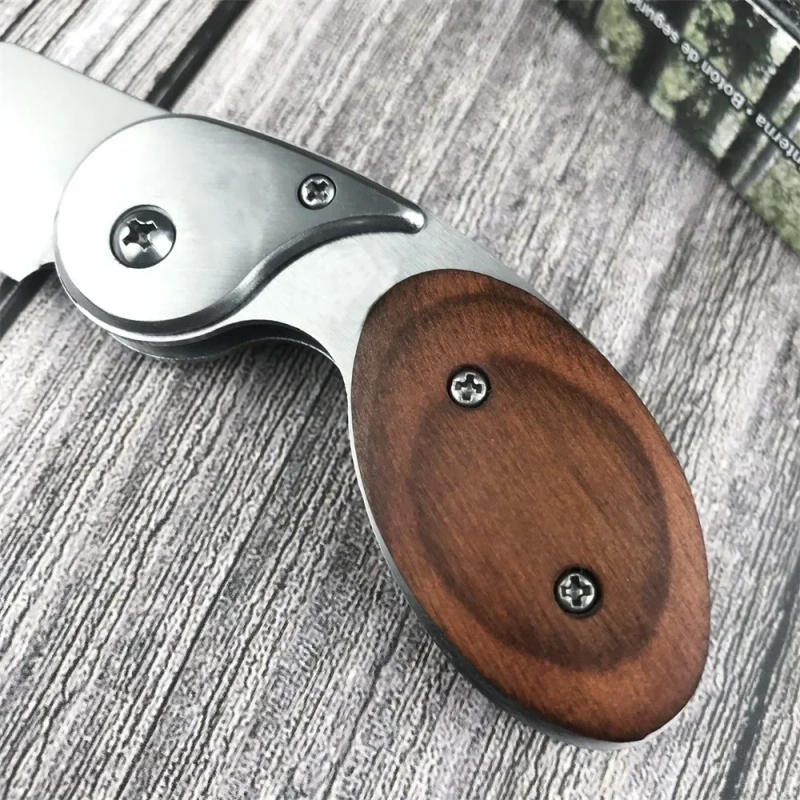 Description Picture 6 of itemMini Pocket Tactical Knife Assisted Folding Knives Wooden Handle Survive Camping Hunting EDC Tool for Men Women Gifts