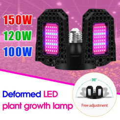 Folding Plant Growth Light E27 Deformation Flowers Seedling Planting Light Red Blue Spectrum Indoor Plant Lamp 144/168/192LED