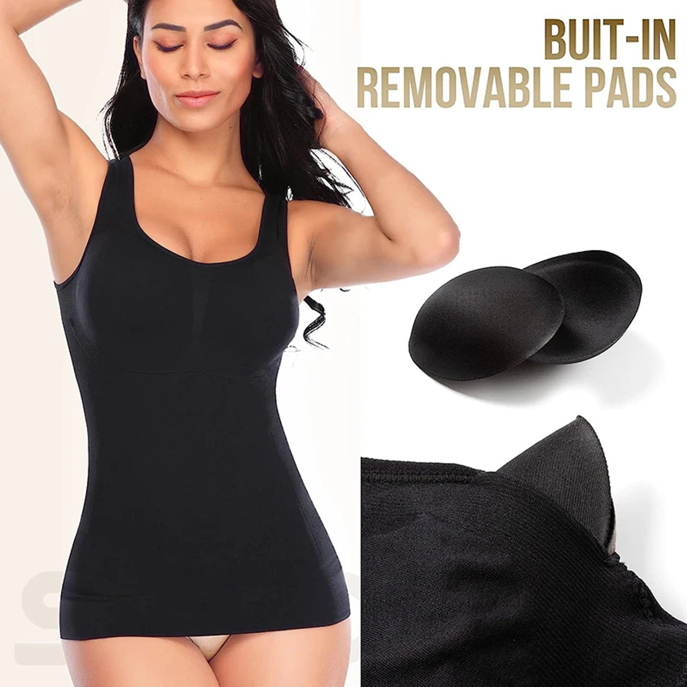 Description Picture 5 of itemWomen Tummy Control Tank Tops Slimming Body Shaper Waist Trainer Corset with Padded Bra Shaperwear Compression Camisole Vest