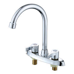Brass Double Hole Handle Kitchen Faucet Rotary Hot And Cold Basin Sink Mixer Tap Ceramic Spool Basin Faucet Kitchen Tap
