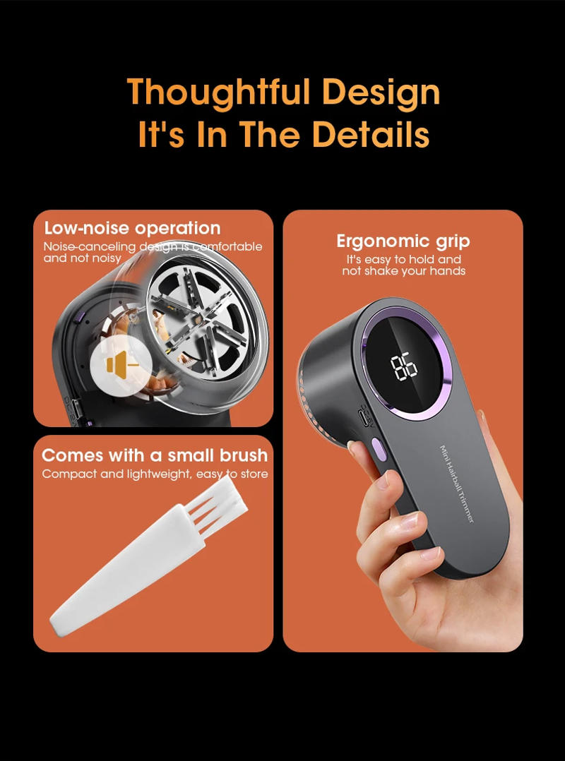 Description Picture 6 of itemLint Remover for Clothing LED Digital Electric Pellet Fluff Remover USB Rechargeable Fuzz Fabric Shaver Sweater Dropshipping