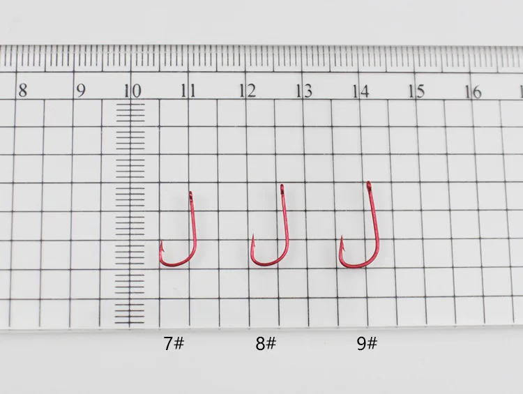 Description Picture 3 of item50pcs Fishing Hook Series 1#-9# Barbed Fishhook High Carbon Steel Red Gold Fishhooks Bent Baitholder Ringed Carp Hook Tackle