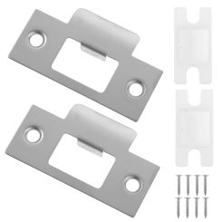 2 Sets Lock Tongue Buckle Door Reinforcement Strike Plates Interior Doors Locks Front Room Stainless Steel Kit Exterior Body