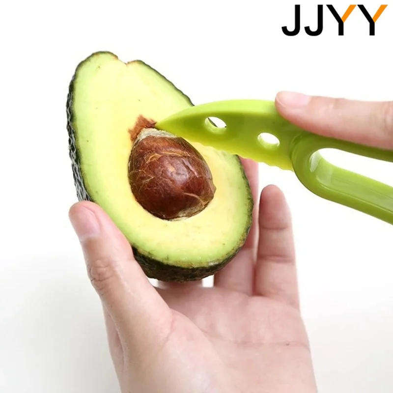 Description Picture 3 of itemJJYY 3 In 1 Avocado Slicer Shea Corer Butter Fruit Peeler Cutter Pulp Separator Plastic Knife Kitchen Vegetable Tools